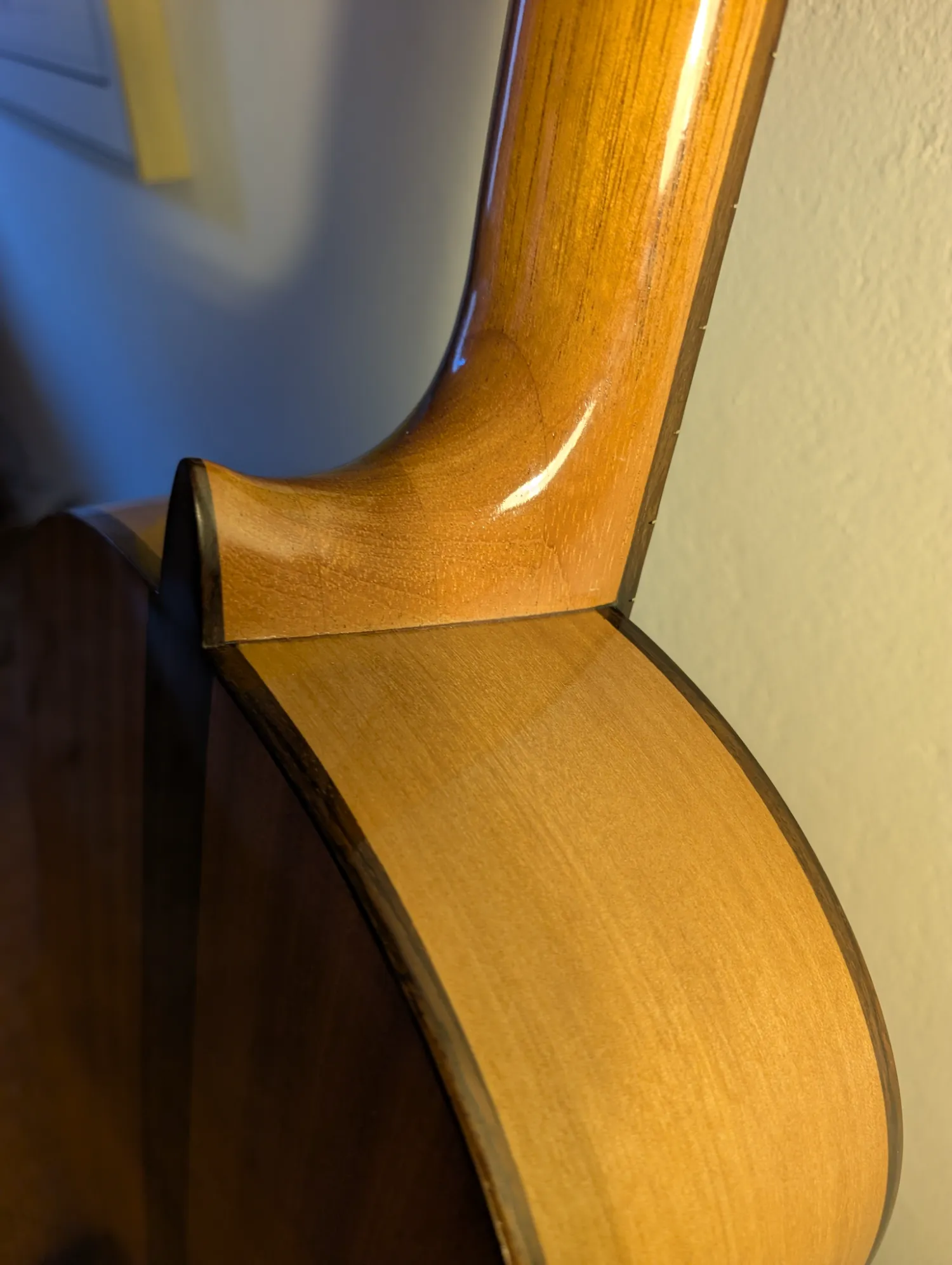 Asterion classical flamenco guitar Mediterranean Cypress sides close-up