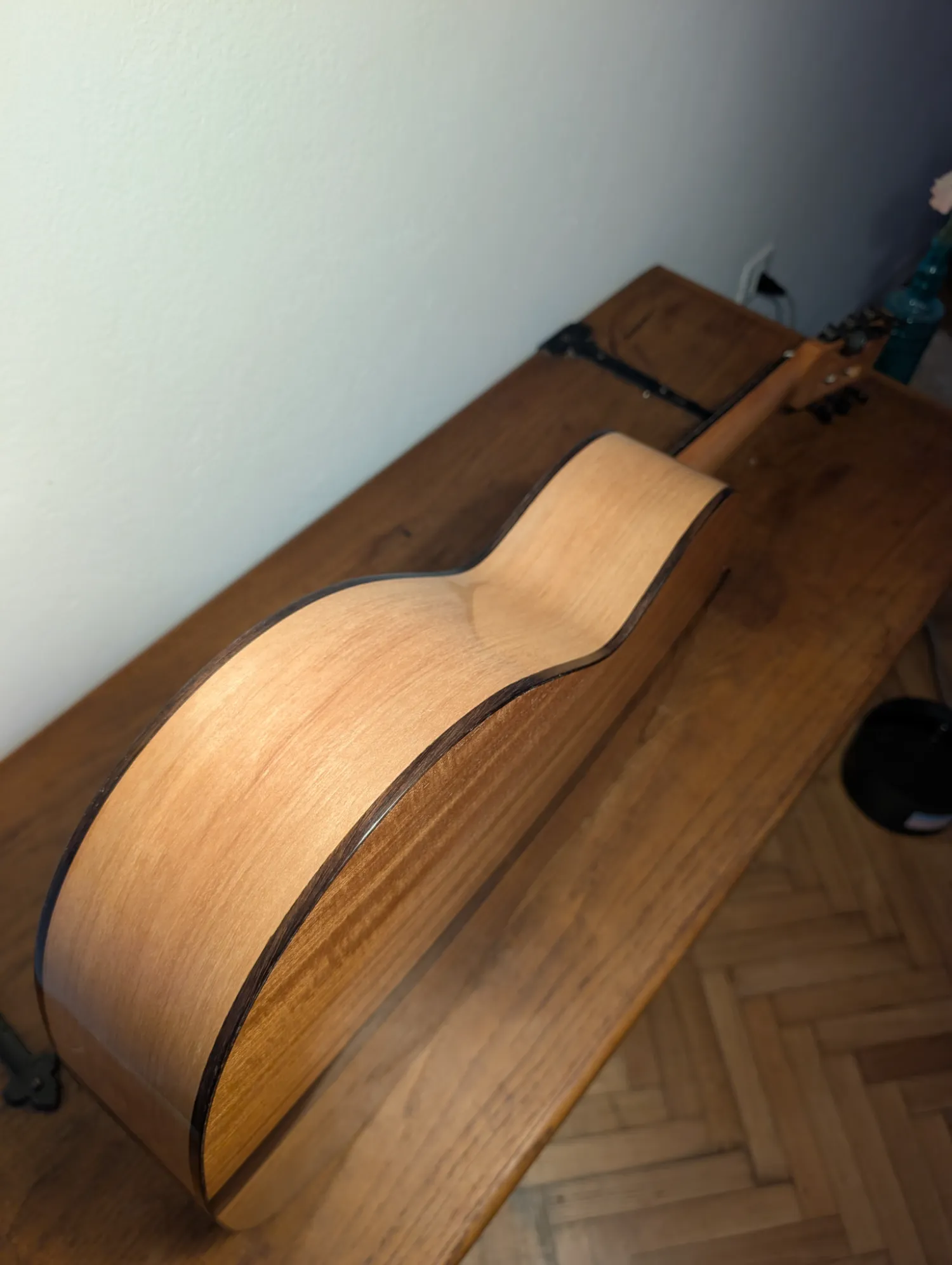 Asterion guitar internal bracing and top voicing detail