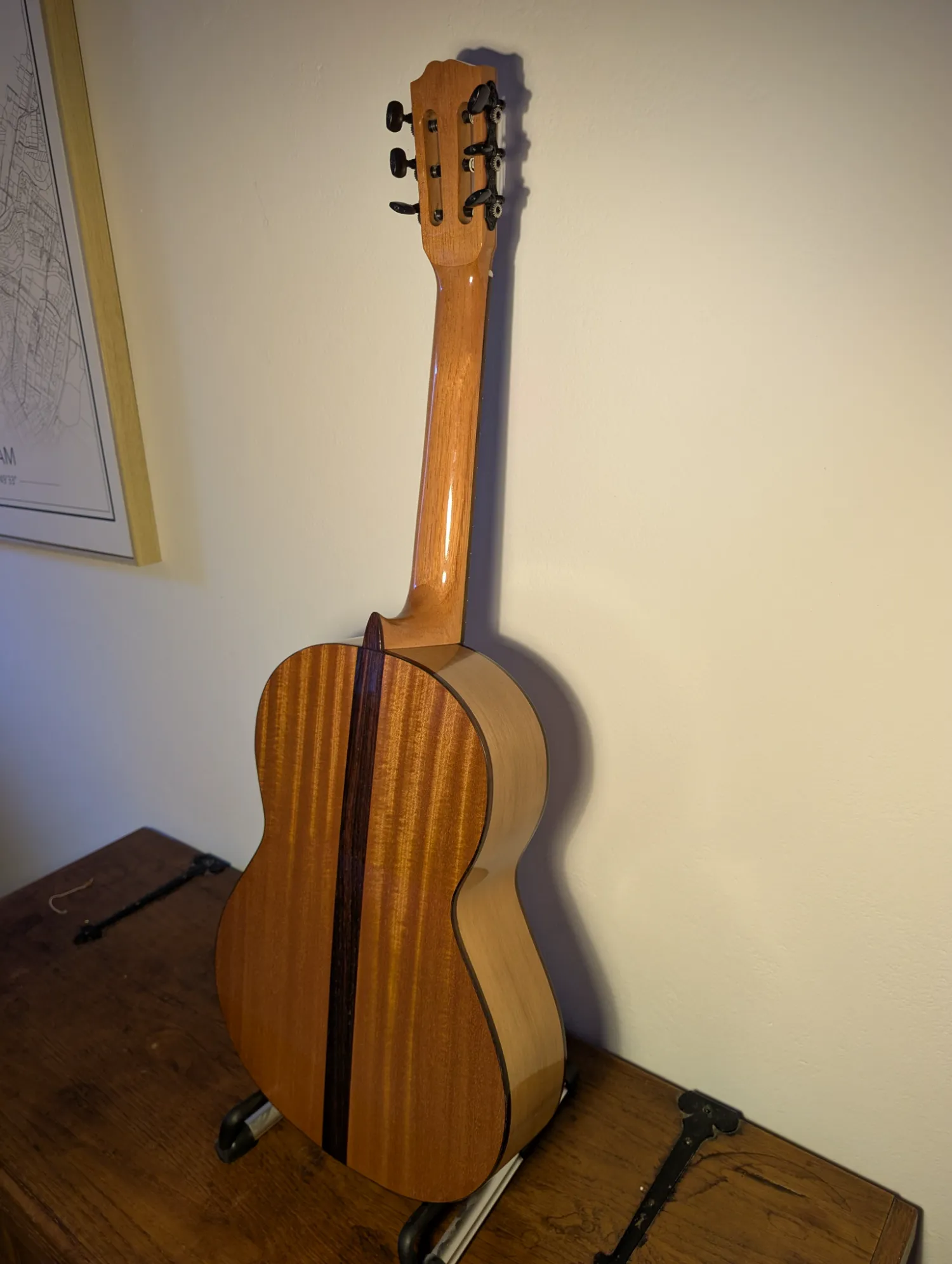 Asterion classical flamenco guitar Spanish Cedar neck joint detail