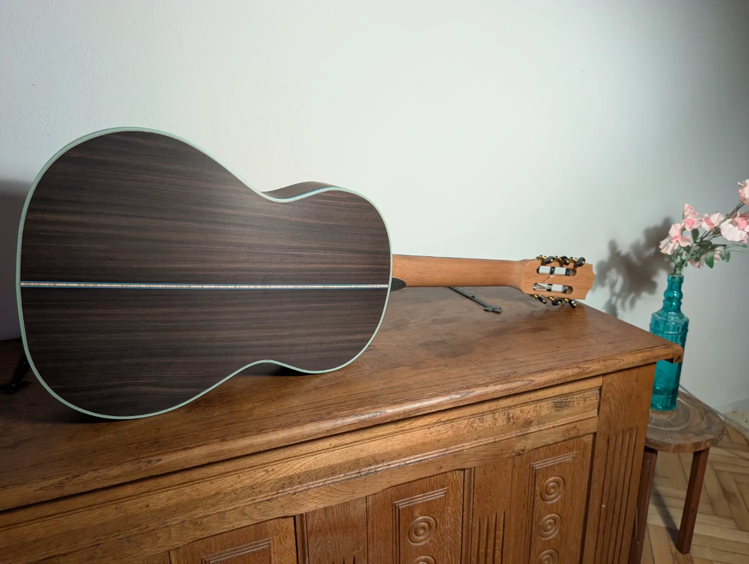 Ulysses concert guitar natural oil finish on Italian spruce