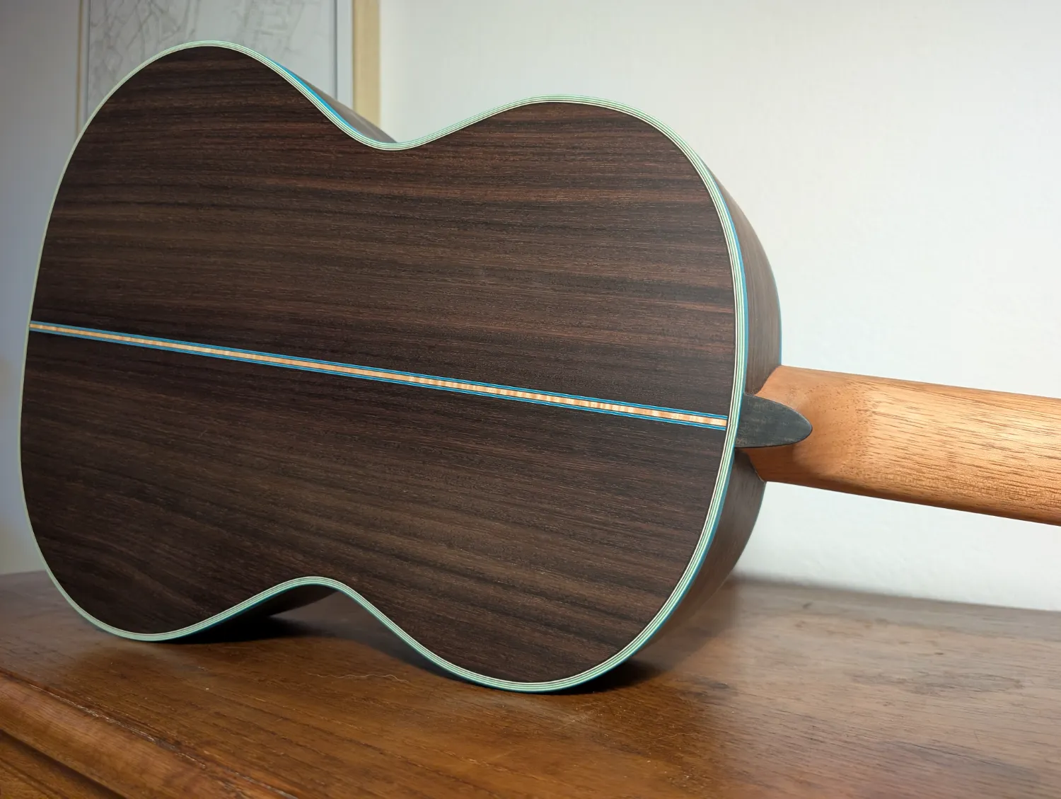 Ulysses classical guitar ebony fingerboard and fret detail